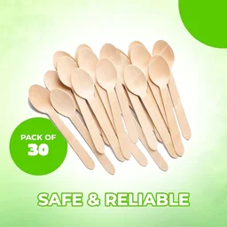 Disposable Wooden Spoon – 160mm Full-Size, 30 Pcs Pack