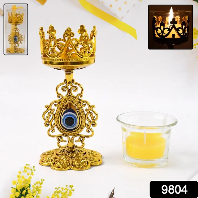 Diwali Candle Holder – Smokeless Glass Tea Light with Plastic Stand