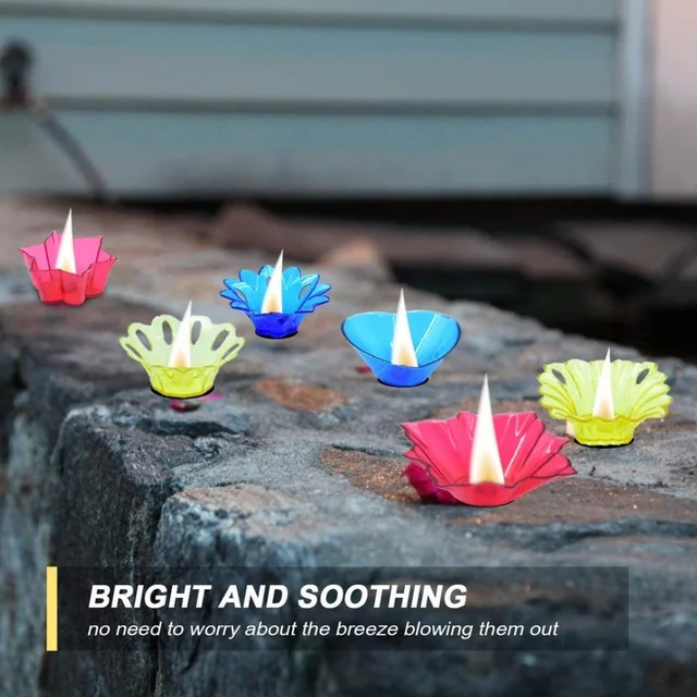 Diwali Diya Set – Multicolor Plastic Candle Holders (12 Pcs) | Indo Glow