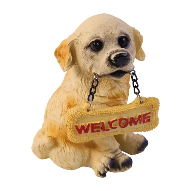 Dog Welcome Figurine – Charmingly Hand-Painted Home Decor