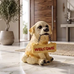 Dog Welcome Figurine – Charmingly Hand-Painted Home Decor