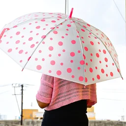 Dot Printed Umbrella Automatic Windproof for Monsoon
