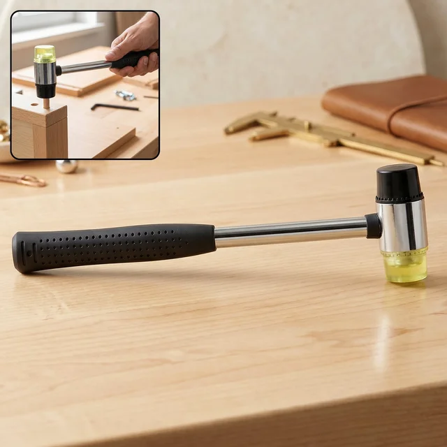 Double Head Rubber Mallet – Non-slip grip & durable steel handle
