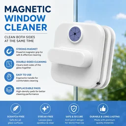 Double Sided Magnetic Window Cleaner – Glass Wiper with Safety Rope