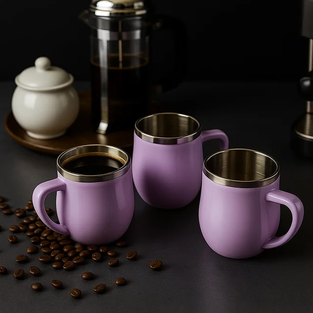 Double Wall Stainless Steel Mug Set – Insulated 6-Pc 200ml