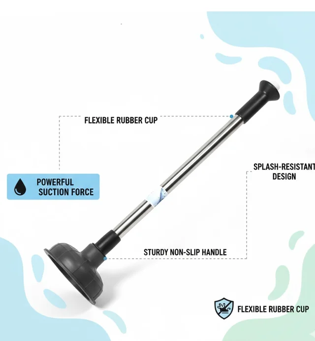 Drain Unblocker Pump – Heavy Duty Rubber Plunger | Velvet Wipe