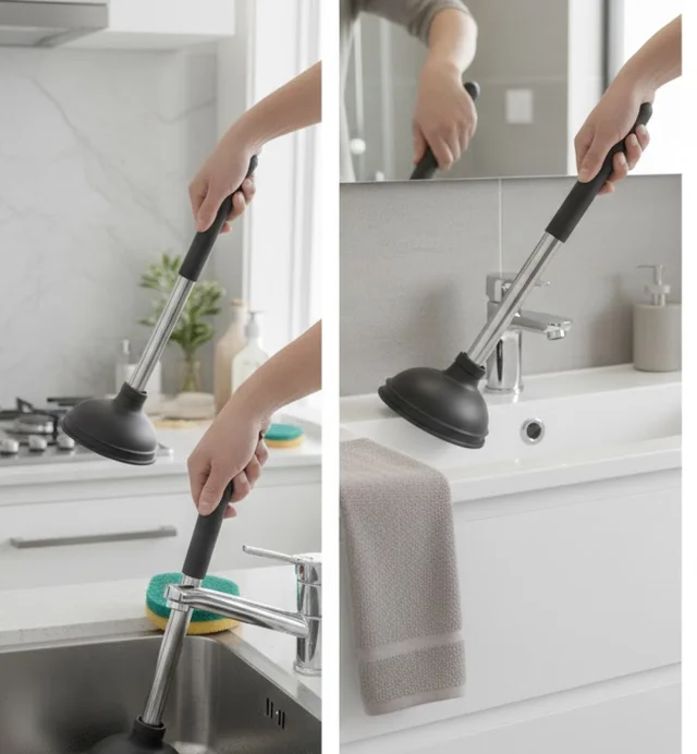 Drain Unblocker Pump – Heavy Duty Rubber Plunger | Velvet Wipe