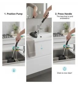 Drain Unblocker Pump – Heavy Duty Rubber Plunger | Velvet Wipe