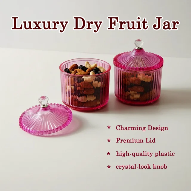 Dry Fruit Storage Jars – Luxury Transparent Plastic Set of 2