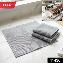 Dual Sided Microfiber Cleaning Towel for Kitchen Countertop Gas Stove (3 Pc Set)