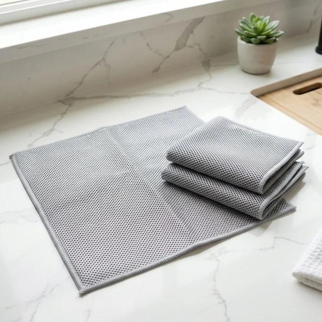 Dual Sided Microfiber Cleaning Towel for Kitchen Countertop Gas Stove (3 Pc Set)