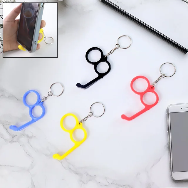 Dual-Finger Mobile Stand Keyring – Lightweight 2-in-1 Phone Holder