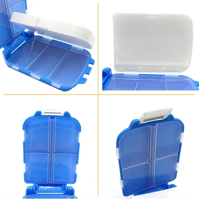 Dual-Sided Pill Organizer Box – Portable 8-Compartment Medicine Case