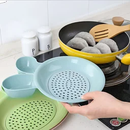 Dumpling Serving Plate – With Strainer & Dual Sauce Compartments