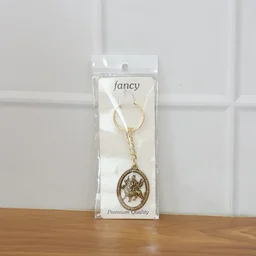 Durga Maa Keychain – Premium Golden Metal with Oval Frame