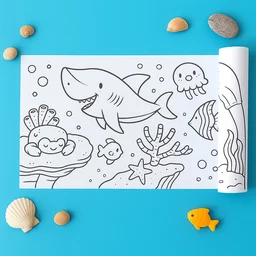 Educational Coloring Roll – Giant Ocean-Themed Art Paper for Kids