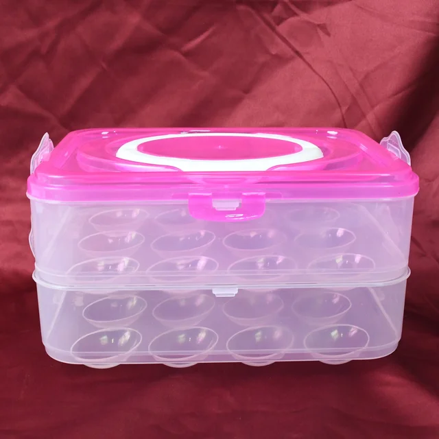 Egg Storage Box – Double Layer 24-Grid with Handle | Organivo