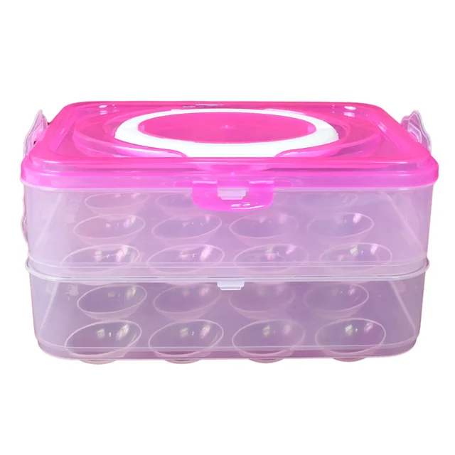 Egg Storage Box – Double Layer 24-Grid with Handle | Organivo