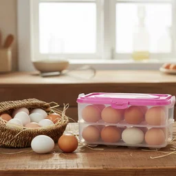 Egg Storage Box – Double Layer 24-Grid with Handle | Organivo
