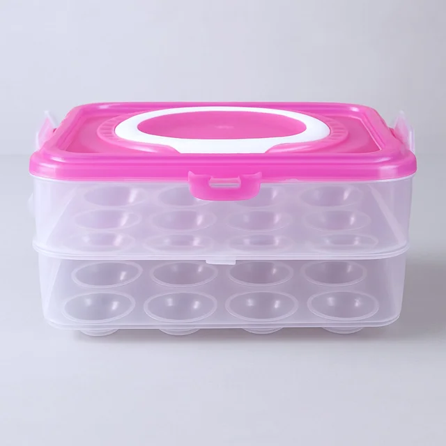 Egg Storage Box – Double Layer 24-Grid with Handle | Organivo