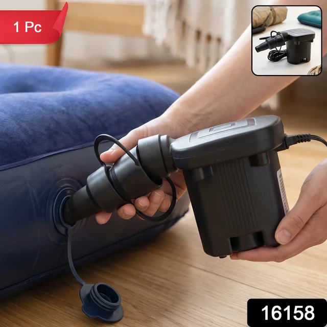 Electric Air Pump with 3 Nozzles for Inflatable Mattress and Pool Toys (1 Pc)