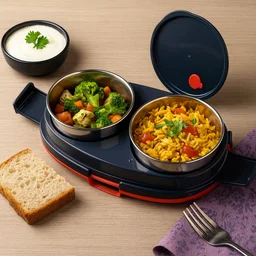 Electric Lunch Box – Dual Stainless Steel Containers for Hot Meals