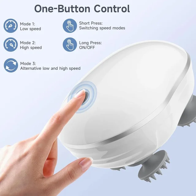 Electric Scalp Massager – Portable USB Rechargeable with 4 Heads