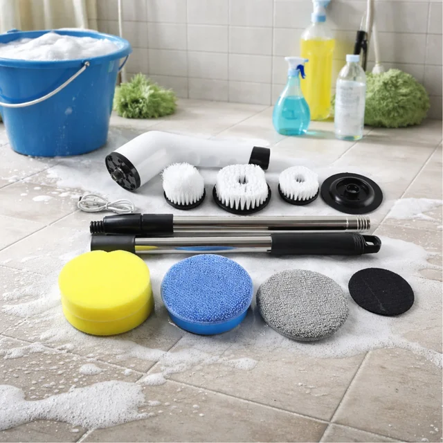 Electric Spin Scrubber – Cordless 9-in-1 Cleaner with Telescopic Handle