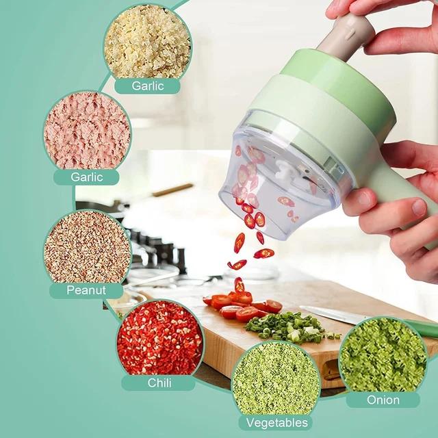 Electric Vegetable Cutter – 4-in-1 Handheld Slicer | Indo Glow