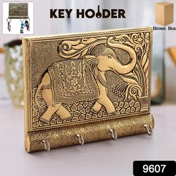 Elephant Key Holder – Wooden & Gold Wall Mount for Home | Styleva