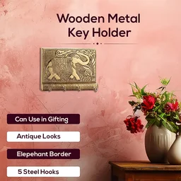 Elephant Key Holder – Wooden & Gold Wall Mount for Home | Styleva