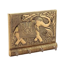 Elephant Key Holder – Wooden & Gold Wall Mount for Home | Styleva