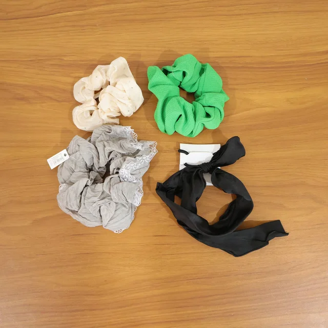 Fabric Hair Scrunchie with Bow Tie – Soft, Stylish Hair Accessory