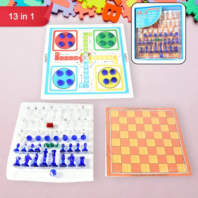 Family Board Game Set – 13-in-1 Magnetic Chess & Ludo | Dollamis