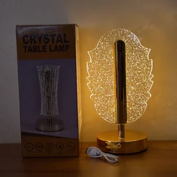 Feather Shape Crystal Table Lamp – Elegant USB Charging LED Light