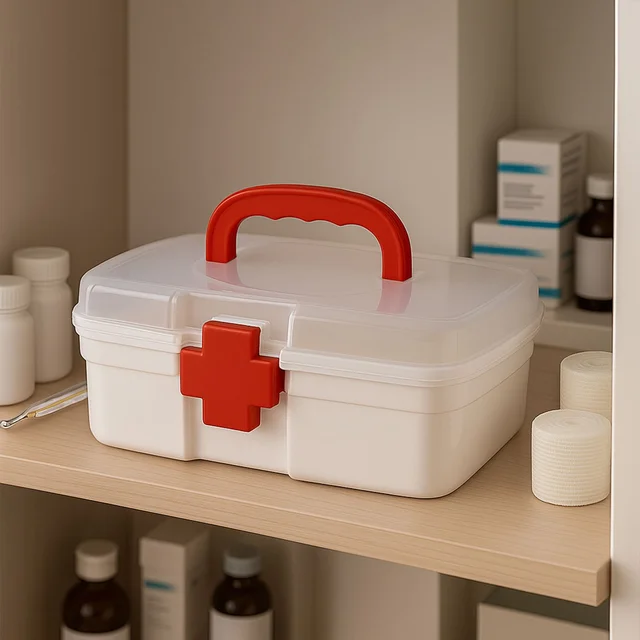 First Aid Box – 3-Compartment Portable Medicine Kit | Organivo
