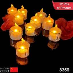Flameless LED Tea Light Candles – 12 Pcs Transparent Acrylic | Giftoiza