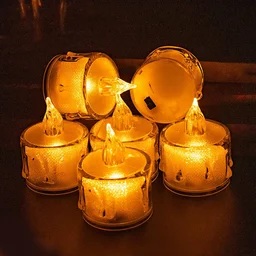 Flameless LED Tea Light Candles – 12 Pcs Transparent Acrylic | Giftoiza
