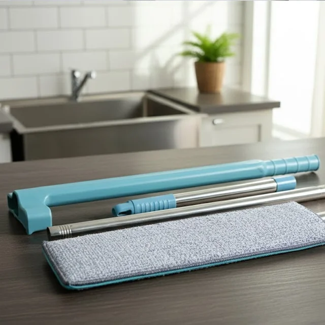 Flat Floor Cleaning Mop – Long Handle & Slim Rectangular Head