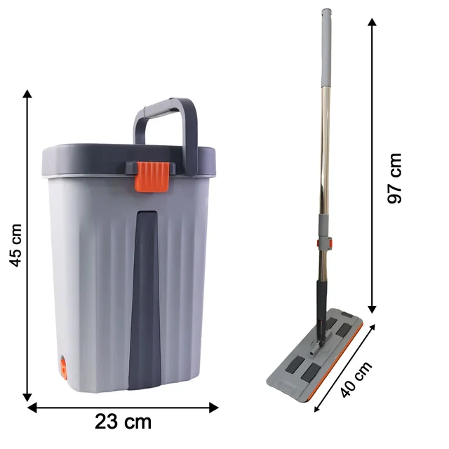 Flat Mop with Bucket Set – Big Size, Easy Press Wringer