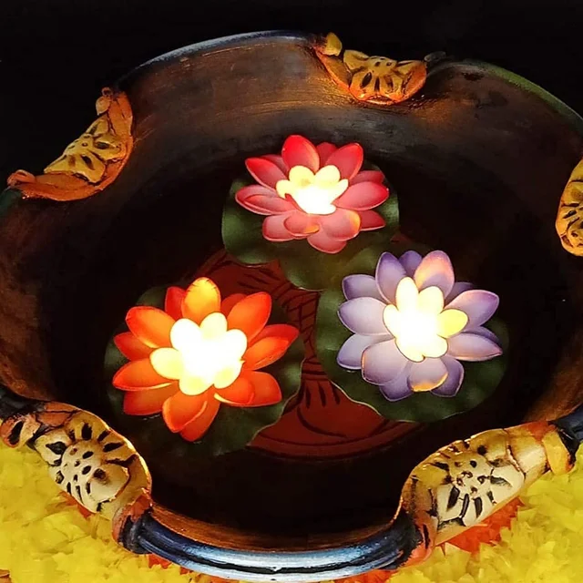 Floating Lotus LED Candles – Smokeless & Waterproof (Pack of 6) | Indo Glow