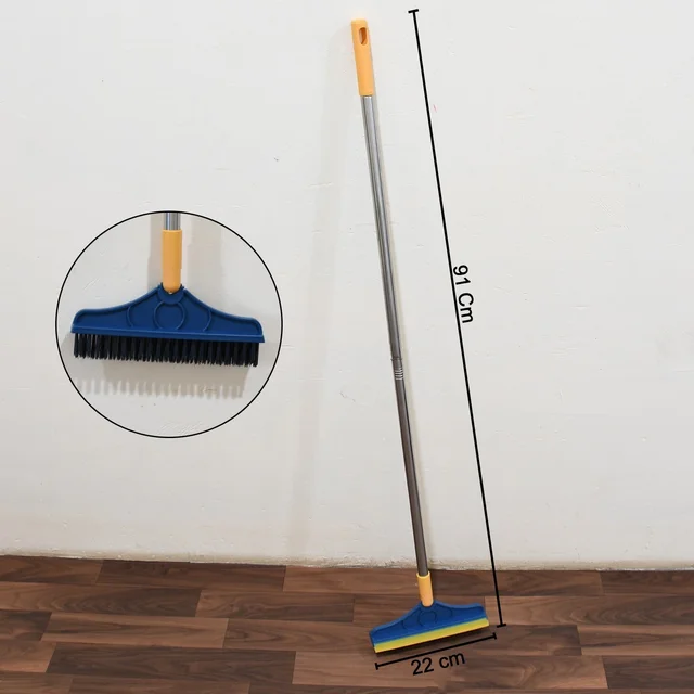 Floor Cleaning Brush – Long Handle 2-in-1 Wiper & Scrubber | Velvet Wipe