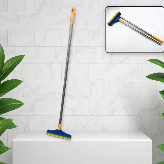 Floor Cleaning Brush – Long Handle 2-in-1 Wiper & Scrubber | Velvet Wipe