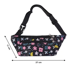 Floral Print Waist Bag – Adjustable Strap with Zipper Pockets