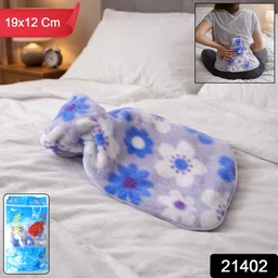 Floral Printed Hot Water Bag – Soft Plush Cover for Pain Relief