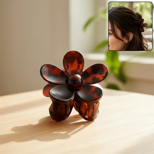 Flower Hair Clip – Elegant Plastic Claw for Secure Hold