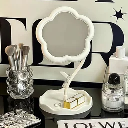 Flower-Shaped Makeup Mirror – Rotatable Vanity Mirror with Tray