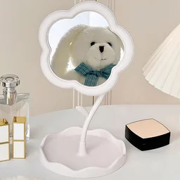 Flower-Shaped Makeup Mirror – Rotatable Vanity Mirror with Tray