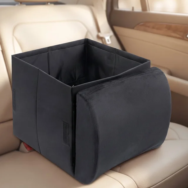 Foldable Car Organizer Box, Front Seat Storage with Fold-Out Armrest Cushion (1 Pc)