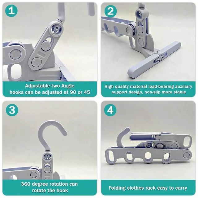 Foldable Clothes Hanger – 5-Hole Space-Saving Travel Rack | BathNova